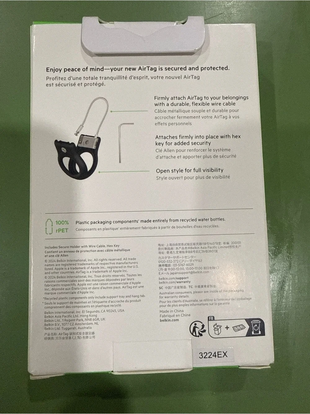 belkin Black Secure Holder with Wire Cable for AirTag